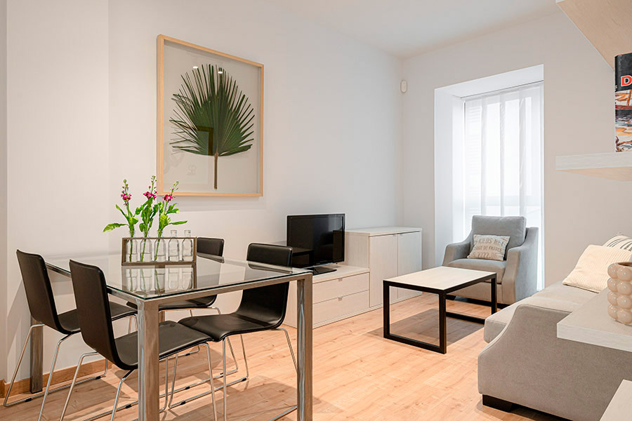 Primer plano del salón comedor del piso de 2 habitaciones puerta A del Edificio Proinca Moncloa