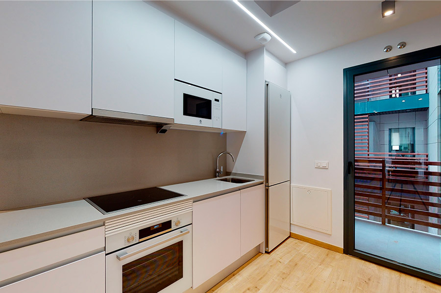 Primer plano de la cocina del piso de 2 habitaciones puerta A del Edificio Proinca Moncloa