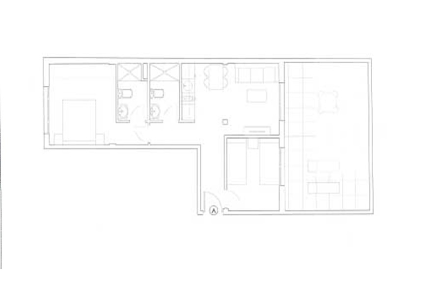Plano del apartamento de 2 dormitorio del Edificio Proinca Infanta Mercedes.