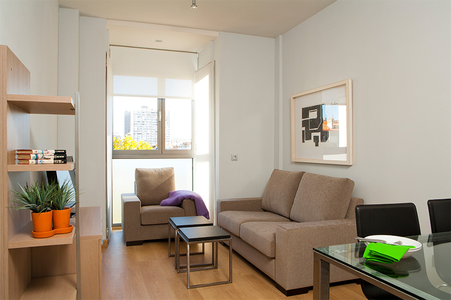 Salón del apartamento de 1 habitación del Edificio Proinca Infanta Mercedes de Madrid  