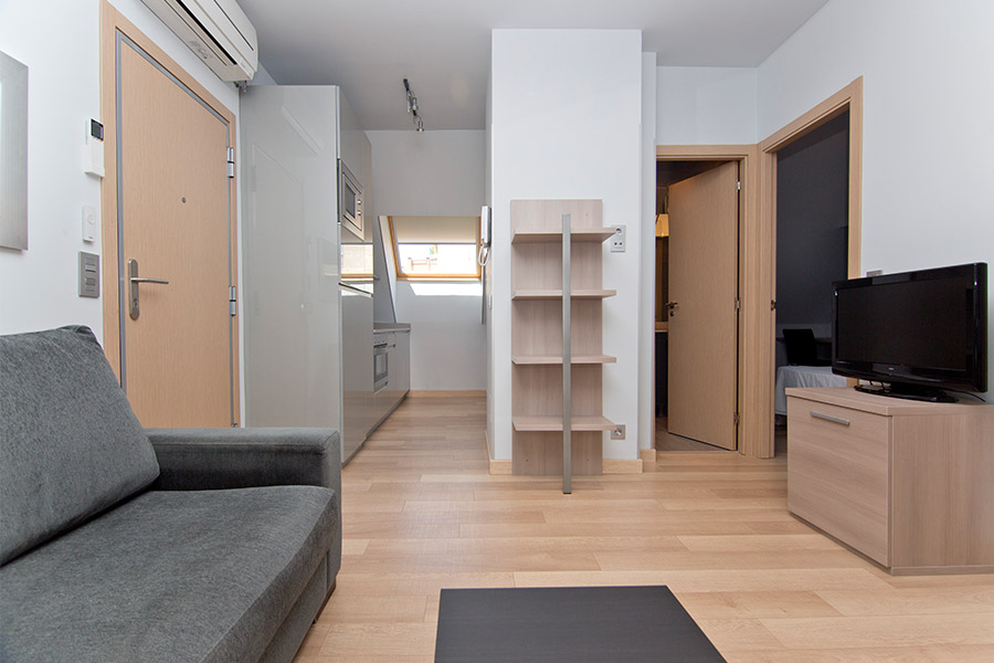 Perspectiva del apartamento abuhardillado de 2 habitaciones del Edificio Proinca Infanta Mercedes de Madrid 
