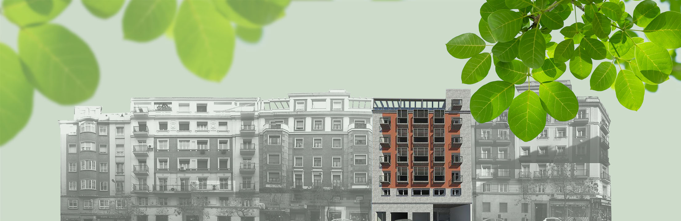 Edificio Proinca Moncloa con viviendas sostenibles de alquiler en la calle Fernández de los Ríos 104 de Madrid, junto a calle Princesa.